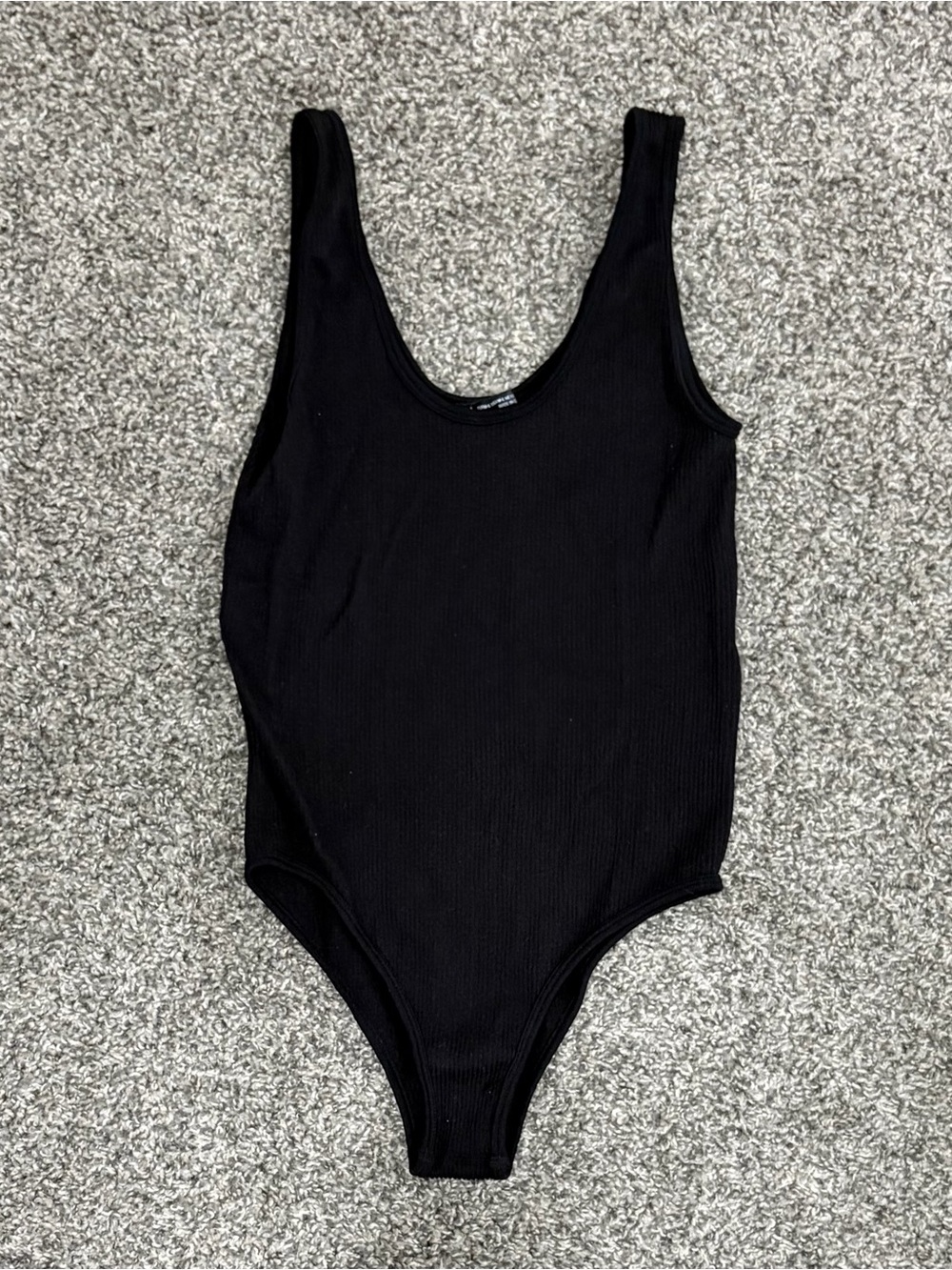 Zara Black Ribbed Scoop-Neck Bodysuit